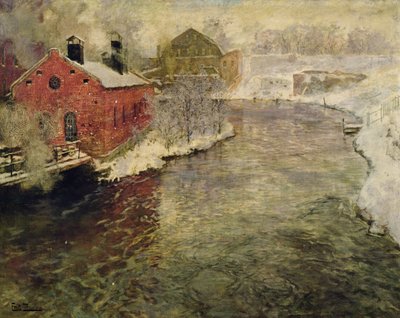Fabbriche sul fiume Akers (Kristiania/Oslo) da Fritz Thaulow