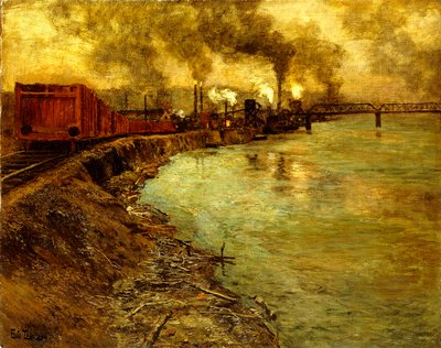 Treno merci al crepuscolo da Frits Thaulow