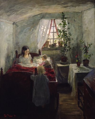 Interno con bambini da Fritz Thaulow