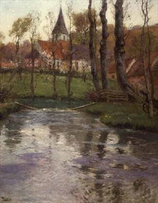 La vecchia chiesa vicino al fiume da Fritz Thaulow