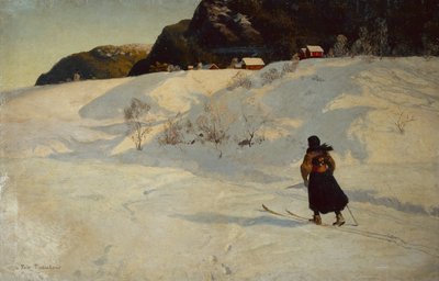 Scena invernale con sciatore da Fritz Thaulow