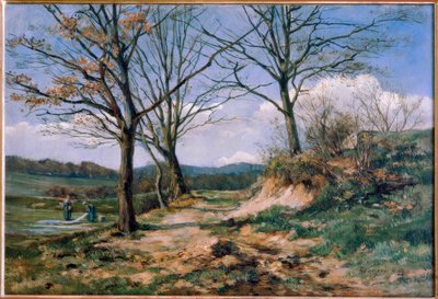 Paesaggio del Taunus con lavandaie da Fritz Wucherer