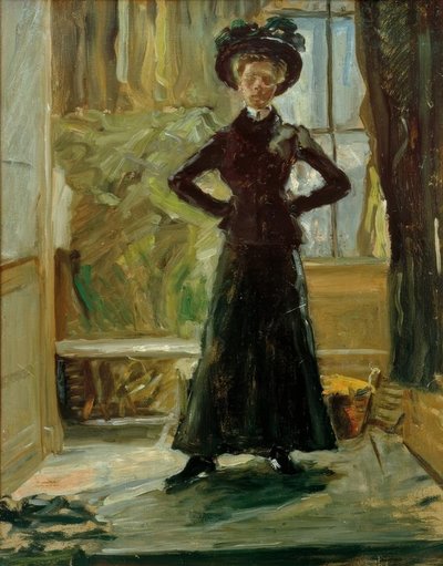 Ritratto della figlia in costume nero da Fritz von Uhde