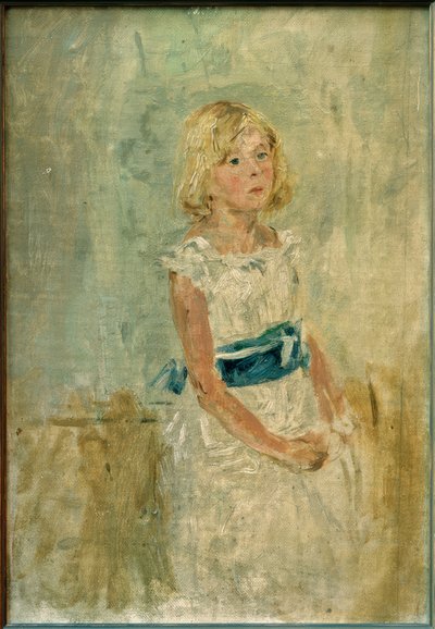 Ragazza bionda con fascia blu da Fritz von Uhde