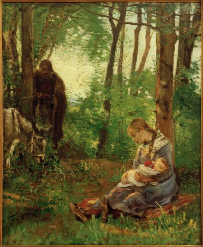 Riposo nella foresta (Riposo durante la fuga) da Fritz von Uhde