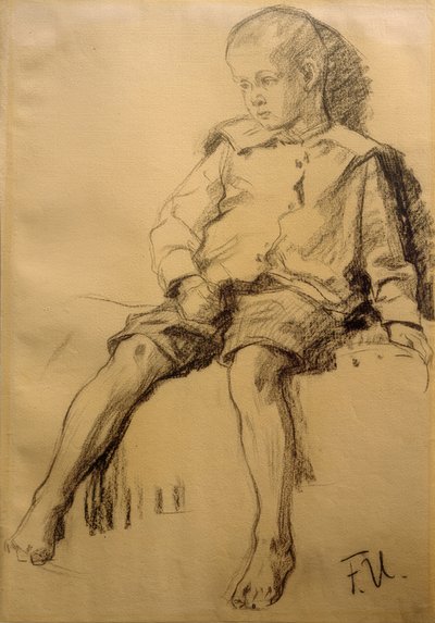 Ragazzo seduto con gambe nude da Fritz von Uhde