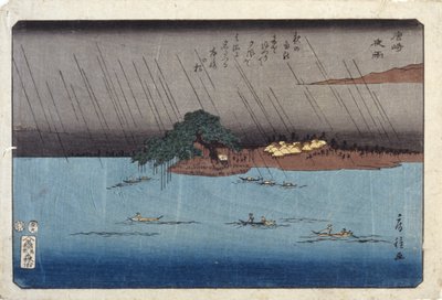 Pioggia notturna a Karasaki da Fusatane Utagawa