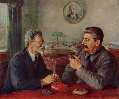 Joseph Stalin (1879-1953) e Mikhail Ivanovitch Kalinin (1875-1946) da Fyodor Alexandrovich Modorov