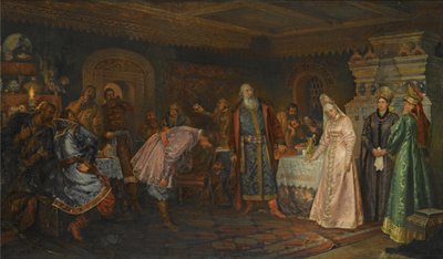 La cerimonia del bacio. Boyar Morozov, sua moglie Yelena e il principe Serebrenni da Fyodor Fyodorovich Buchholz