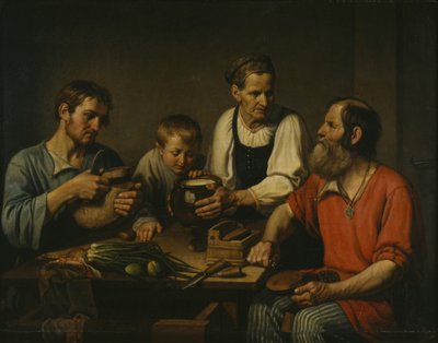 Famiglia di contadini prima di cena, 1824 da Fyodor Grigoryevich Solntsev