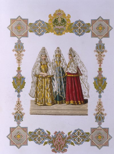 Costumi estivi delle donne di Torzhok Dalla serie Abbigliamento dello stato russo, 1851 da Fyodor Grigoryevich Solntsev