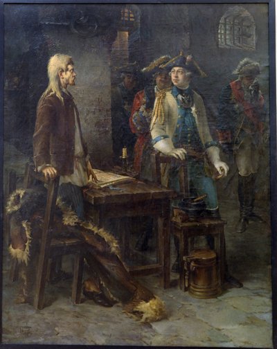 Lo zar Pietro III visita Ivan VI nella fortezza di Shlisselburg nel 1762 da Fyodor Jemelyanovich Burov
