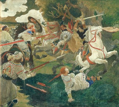 Una battaglia. Una scena dalla storia russa, 1900-1910 da Fyodor Vladimirovich Shavrin