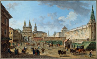Veduta della Porta della Resurrezione sulla Piazza Rossa, Mosca, Russia da Fyodor Yakovlevich Alexeev