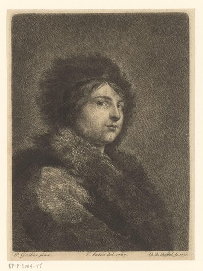 Ritratto di un giovane sconosciuto con mantello e cappello di pelliccia da G.B. Rössel