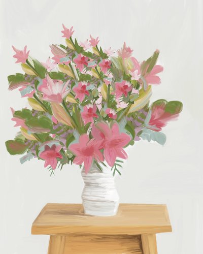 Fiori rosa in stile pittorico da GIovanna Gil Alves