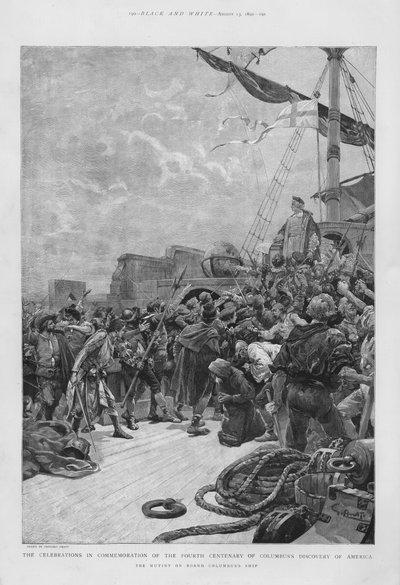 Ammutinamento a bordo della nave di Cristoforo Colombo durante il suo primo viaggio nel Nuovo Mondo da G.S. (after) Amato