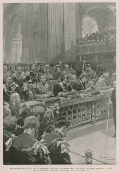 Servizio di ringraziamento per la guarigione del Principe di Galles dalla malattia, Cattedrale di San Paolo, Londra, 27 febbraio 1872 da G.S. (after) Amato