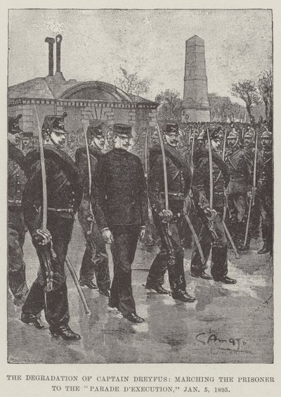 La degradazione del capitano Dreyfus, marcia del prigioniero alla parata d