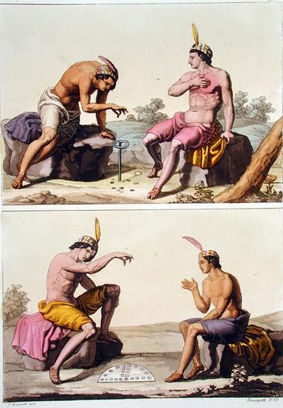 Indiani che giocano a Queciu (in alto) e Porotos (in basso), Cile, da 