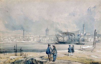 La South Bank, con il ponte di Waterloo, Londra da G Chaumont