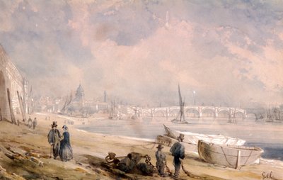 Il Tamigi a bassa marea e il ponte di Blackfriars, Londra da G Chaumont