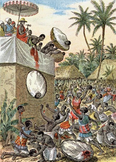 Sacrifici umani in Africa, c.1900 (illustrazione) da G. Dascher