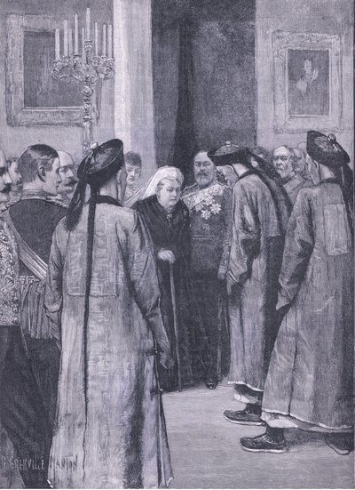 Visita di Li Hung-Chang alla Regina a Osborne, illustrazione da Cassells History of England, 1900 da G. Grenville Manton