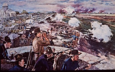Guerra ispano-americana 1898, artiglieria americana in azione nelle Filippine da G. W. Peters
