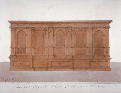 Antico baule dei registri della Cattedrale di Southwark, Londra da G Yates