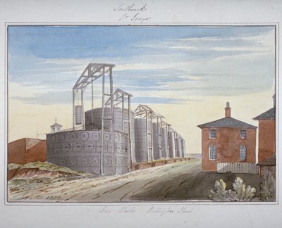 Vista degli impianti a gas in Pocock Street, Southwark, Londra, 1826 da G Yates