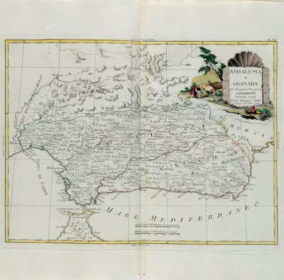Andalusia e Granada, incisione di G. Zuliani tratta dal Tomo I del Nuovissimo Atlante pubblicato a Venezia nel 1776 da Antonio Zatta, Collezione Privata da G. Zuliani