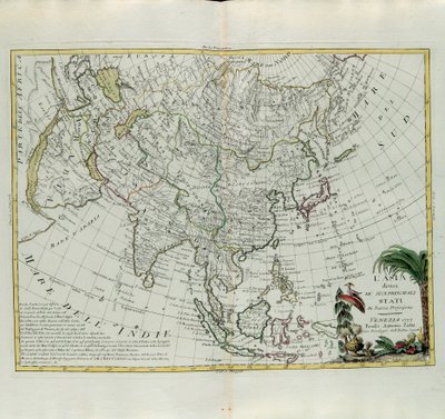 Asia divisa nei suoi principali stati, incisione di G. Zuliani tratta dal Tomo I del Nuovissimo Atlante pubblicato a Venezia nel 1777 da Antonio Zatta, Collezione Privata da G. Zuliani