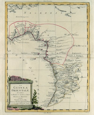 Guinea Orientale contenente i Regni di Loango, Congo, Angola e Benguela, incisione di G. Zuliani tratta dal Tomo IV del "Novissimo Atlante" pubblicato a Venezia nel 1784 da Antonio Zatta, Collezione Privata da G. Zuliani