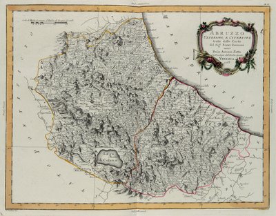 Abruzzo Ulteriore e Citeriore, incisione di G. Zuliani tratta dal Tomo II del "Nuovo Atlante" pubblicato a Venezia nel 1783 da Antonio Zatta, Collezione Privata da G. Zuliani