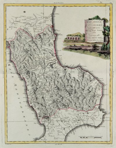 Calabria Citeriore, incisione di G. Zuliani tratta dal Tome II del "Nuovissimo Atlante" pubblicato a Venezia nel 1783 da Antonio Zatta, Collezione Privata da G. Zuliani