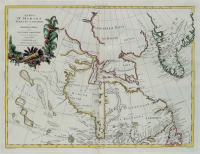 Baia di Hudson, Terra di Labrador e Groenlandia con le isole adiacenti, incisione di G. Zuliani tratta dal Tome I del "Nuovissimo Atlante" pubblicato a Venezia nel 1778 da Antonio Zatta, Collezione Privata da G. Zuliani