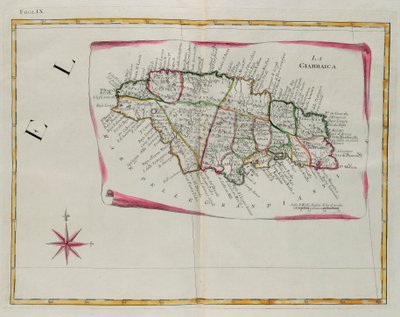 Giamaica, incisione di G. Zuliani tratta dal Tomo I del "Novissimo Atlante" pubblicato a Venezia nel 1778 da Antonio Zatta, Collezione Privata da G. Zuliani