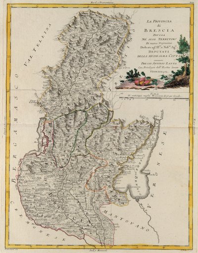 Territorio dello Stato del Veneto: Brescia, incisione di G. Zuliani tratta dal Tomo II del "Nuovissimo Atlante" pubblicato a Venezia nel 1783 da Antonio Zatta, Collezione Privata da G. Zuliani