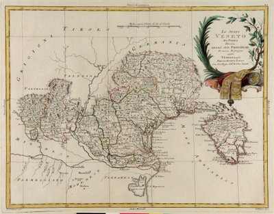 Territorio dello Stato del Veneto, diviso nelle sue Province, incisione di G. Zuliani tratta dal Tomo II del "Nuovissimo Atlante" pubblicato a Venezia nel 1782 da Antonio Zatta, Collezione Privata da G. Zuliani