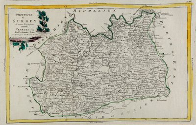 Provincia del Surrey, incisione di G. Zuliani tratta dal Tomo I del "Nuovissimo Atlante" pubblicato a Venezia nel 1779 da Antonio Zatta, Collezione Privata da G. Zuliani