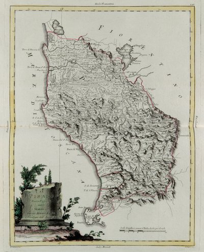 Territorio di Pisa, incisione di G. Zuliani tratta dal Tomo II del "Nuovissimo Atlante" pubblicato a Venezia nel 1783 da Antonio Zatta, Collezione Privata da G. Zuliani