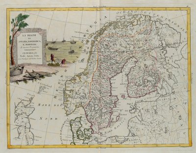 I Regni di Svezia, Danimarca e Norvegia, incisione di G. Zuliani tratta dal Tomo III del "Novissimo Atlante" pubblicato a Venezia nel 1781 da Antonio Zatta, Collezione Privata da G. Zuliani
