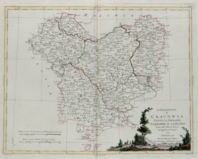 I Palatinati di Cracovia, Lekzyca, Sieradz, Sandomir e Lublino, incisione di G. Zuliani tratta dal Tomo III del "Novissimo Atlante" pubblicato a Venezia nel 1781 da Antonio Zatta, Collezione Privata da G. Zuliani