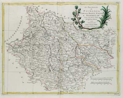 I Palatinati di Posnania, Gniesno, Brzesc, Kalisz e Inovroclav, incisione di G. Zuliani tratta dal Tomo III del "Novissimo Atlante" pubblicato a Venezia nel 1781 da Antonio Zatta, Collezione Privata da G. Zuliani