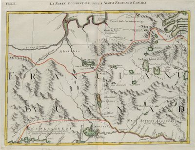La parte occidentale della Nuova Francia o Canada, incisione di G. Zuliani tratta dal Tomo I del "Nuovissimo Atlante" pubblicato a Venezia nel 1778 da Antonio Zatta, Collezione Privata da G. Zuliani