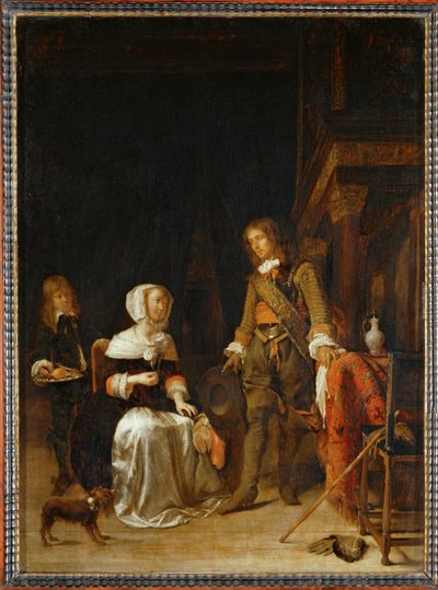 Un soldato in visita a una giovane donna ... da Gabriel (attr. to) Metsu