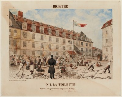 Francese: BICÊTRE. Nº1. LA TOILETTE / Guai a chi è toccato solo dalla vista del sangue! ........ / ( JJ Rousseau. Émile. ). da Gabriel Cloquemin