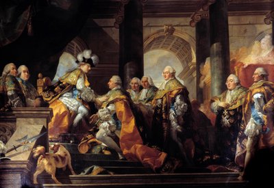 Re Luigi XVI (1754-1793) riceve a Reims il tributo dei Cavalieri dell
