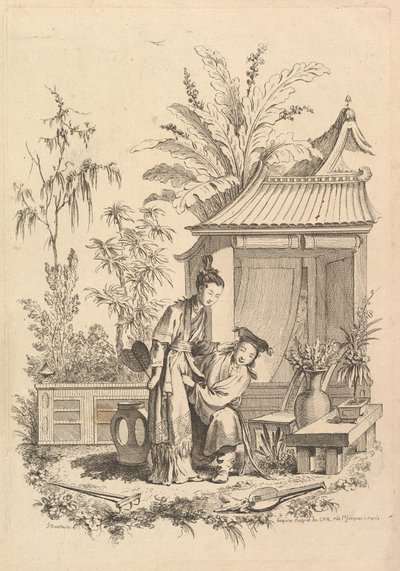 Scena di chinoiserie con figure in un paesaggio da Gabriel Huquier